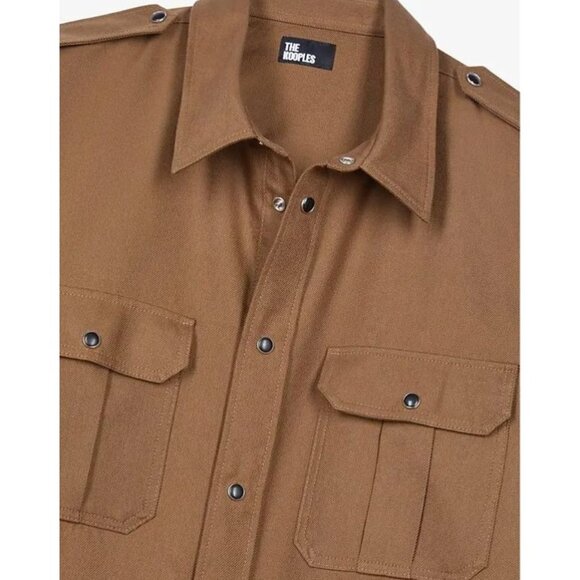 The Kooples Mens Brown Shirt With Shoulder Tabs & Patch Pockets - Picture 4 of 8